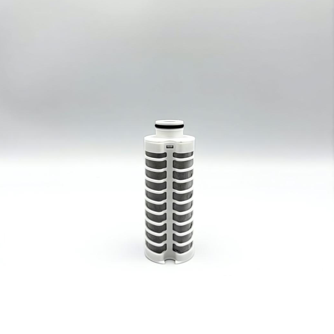 Close-up of the internal filter cartridge used inside the Filtrate filter water bottle.