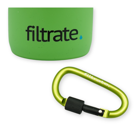 Green Water Bottle Accessories Set - Silicone Bottle Boot & Carabiner Clip